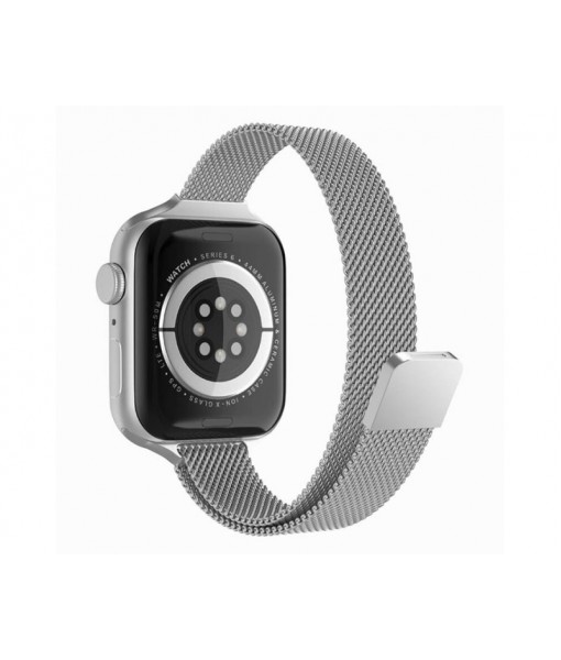 Curea Techsuit W034, Compatibila Cu Apple Watch 1 / 2 / 3 / 4 / 5 / 6 / 7 / SE - 42/45mm, Metalic, Silver